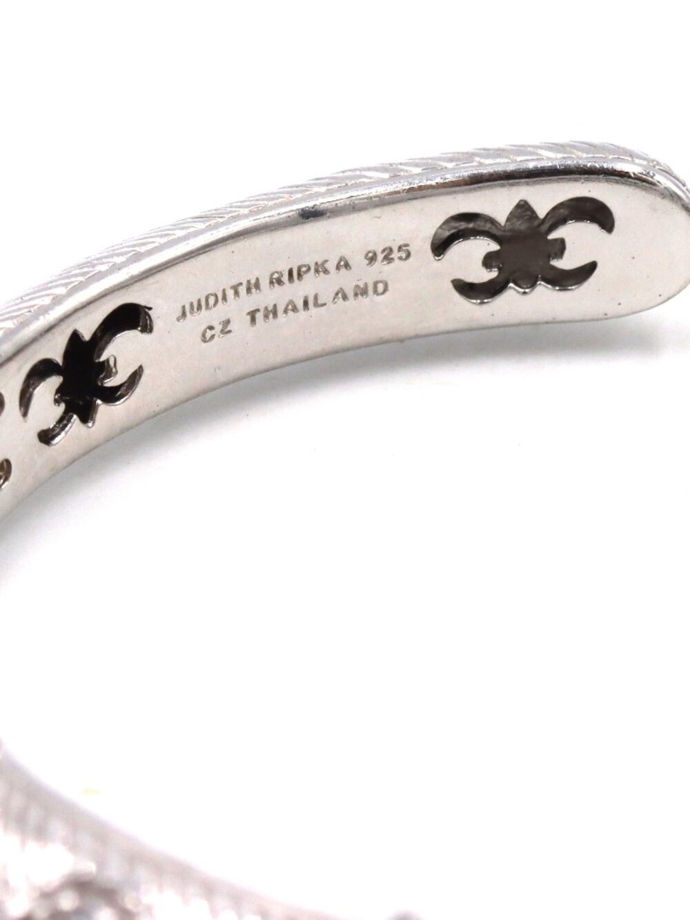 Judith Ripka CZ station hinged cuff bangle